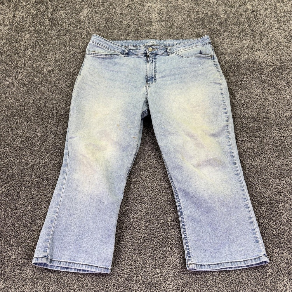Lee Jeans Womens 36x19 Blue Relaxed Mid Rise Capri Crop Denim Light Wash Casual